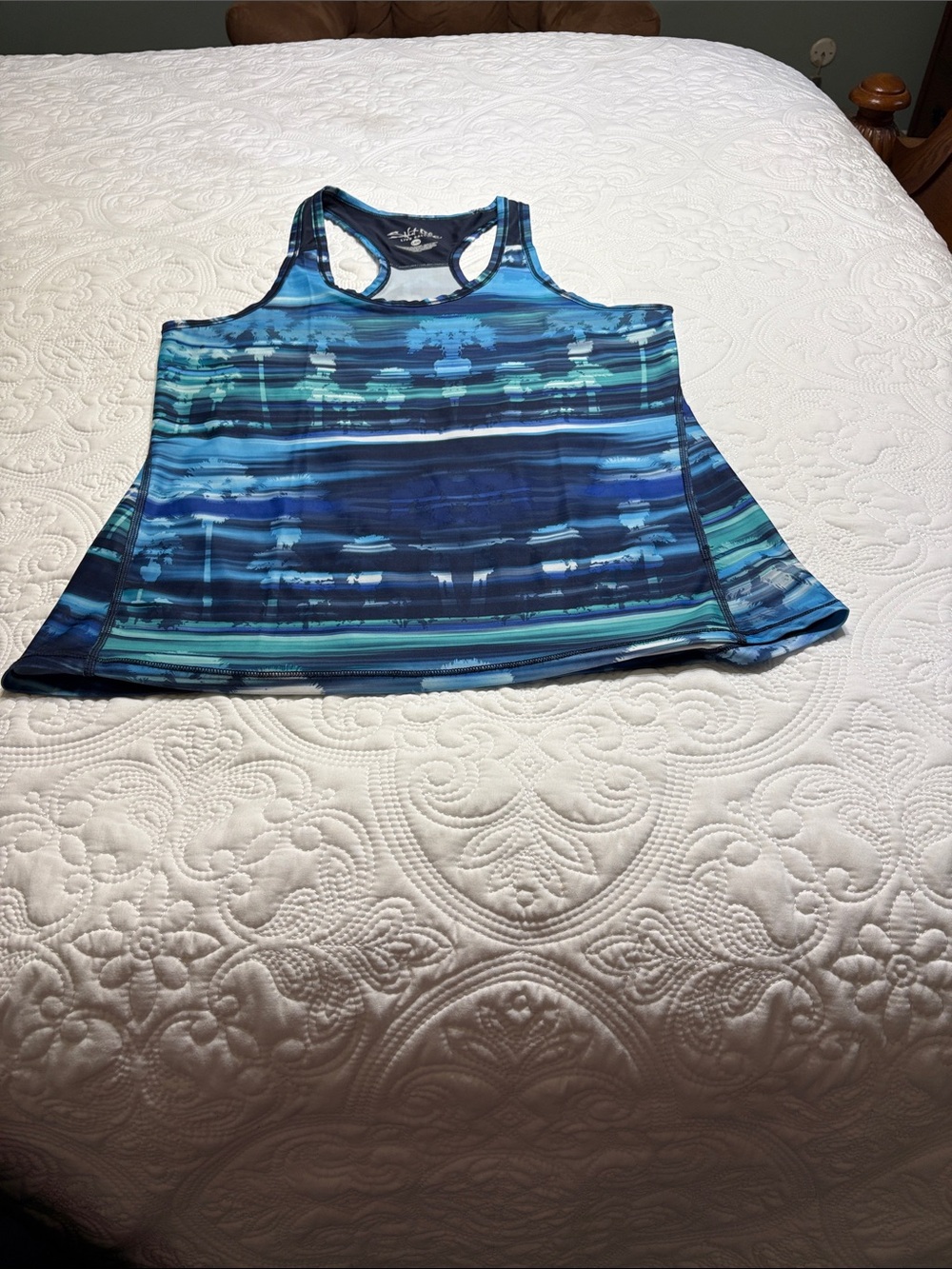 Salt Life Blue Teal Striped Racerback Tank Top